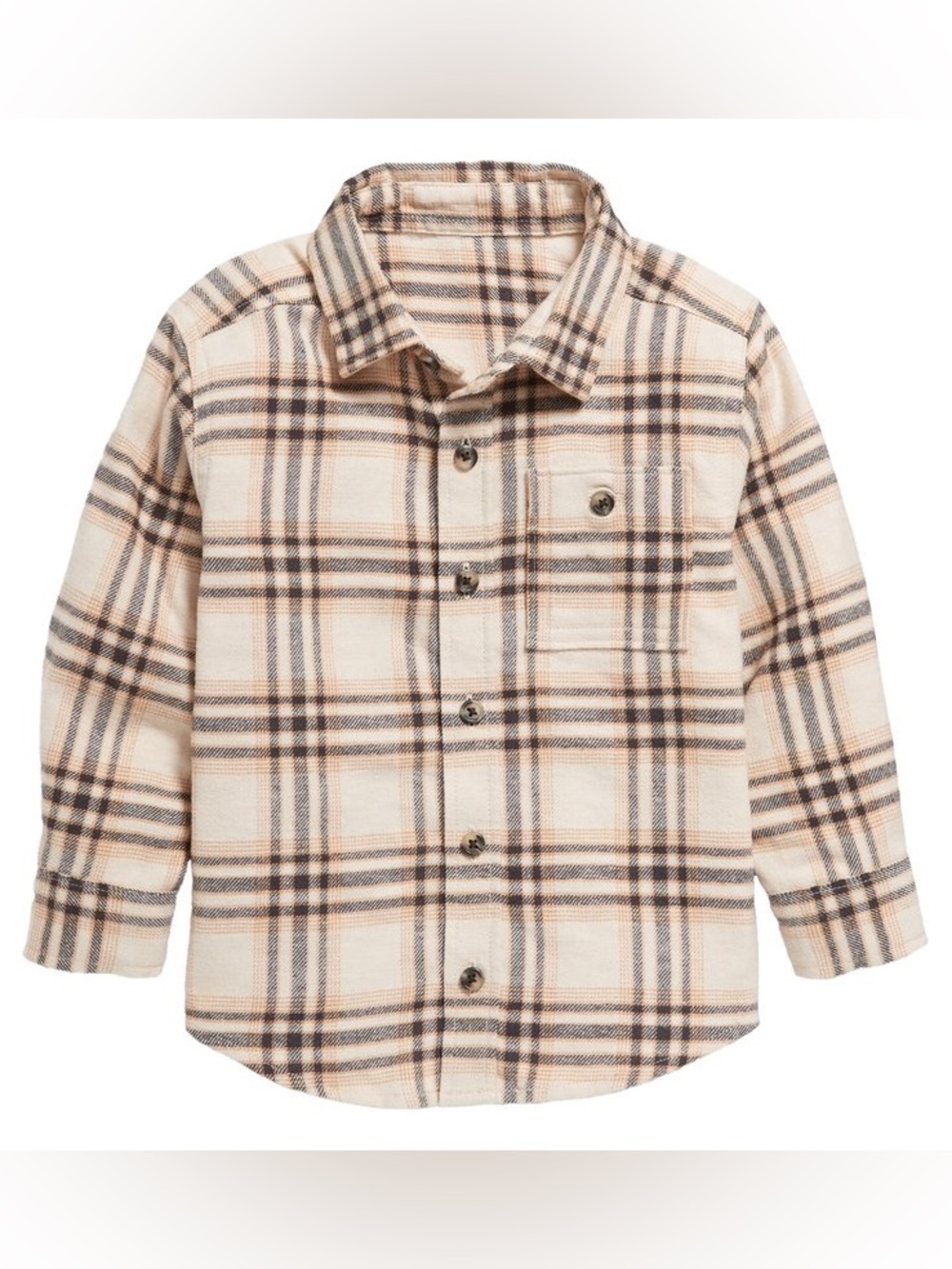 Old Navy Boys 4t Soft-Brushed Flannel Pocket Shirt Fall Tan Brown
